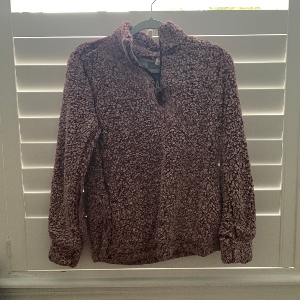 This jacket is from weatherproof, small, dark purple-pink, and very cozy